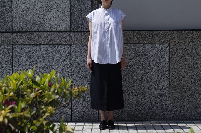 AURALEE / Washed Finx Twill Stripe Sleeveless Shirts / Osaka 