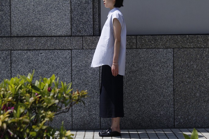AURALEE / Washed Finx Twill Stripe Sleeveless Shirts / Osaka 