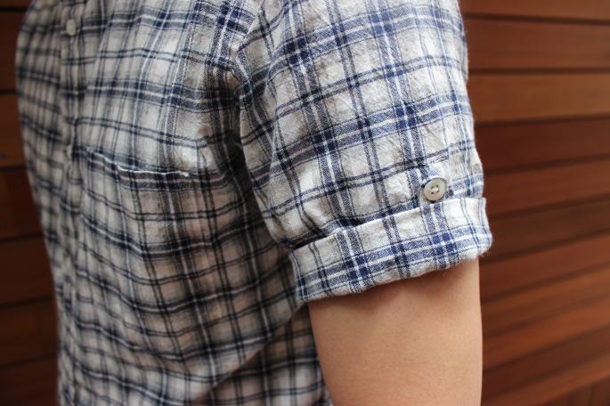 Phlannel<br />
Cotton Linen Check Shirt<br />
COLOR / Navy,Gray<br />
SIZE / M,L<br />
Made in Japan<br />
PRICE / 16.000+tax <br />
<br />
