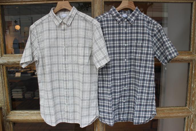 Phlannel<br />
Cotton Linen Check Shirt<br />
COLOR / Navy,Gray<br />
SIZE / M,L<br />
Made in Japan<br />
PRICE / 16.000+tax <br />
<br />
