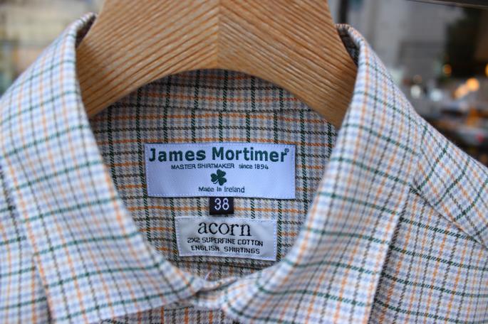 James Mortimer<br />
Acorn Check shirt<br />
COLOR / Dale Green<br />
SIZE / 22.000<br />
Made in IRELAND<br />
PRICE / 22.000+tax <br />
