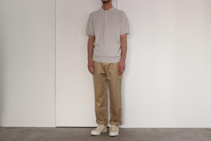 Phlannel<br />
Cotton Silk Polo Shirt <br />
COLOR / Lt.Gray,Navy<br />
SIZE / M,L<br />
Made in Japan<br />
PRICE / 21,000+tax<br />
<br />
Phlannel<br />
West Point Trousers<br />
COLOR / Beige<br />
SIZE / S,M,L<br />
Made in Japan<br />
PRICE / 18,000+tax<br />
<br />
YOUNG&OLSEN The DRYGOODS STORE <br />
Gymnastic Shoes <br />
COLOR / White,Indigo<br />
SIZE / 26,27<br />
Made in Japan<br />
PRICE / 13,000+tax