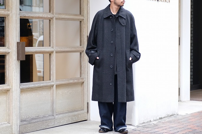 国産】 phlannelフランネルArles Wool Tweed Coatコート ステンカラー